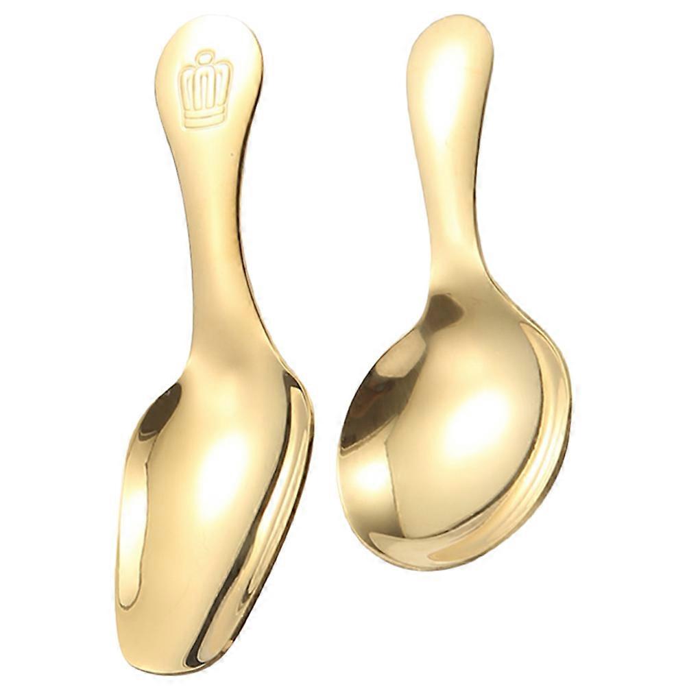 2Pcs Multi-function Tea Scoops Small Dessert Spoons Compact Stainless Steel Scoops Dessert Supply