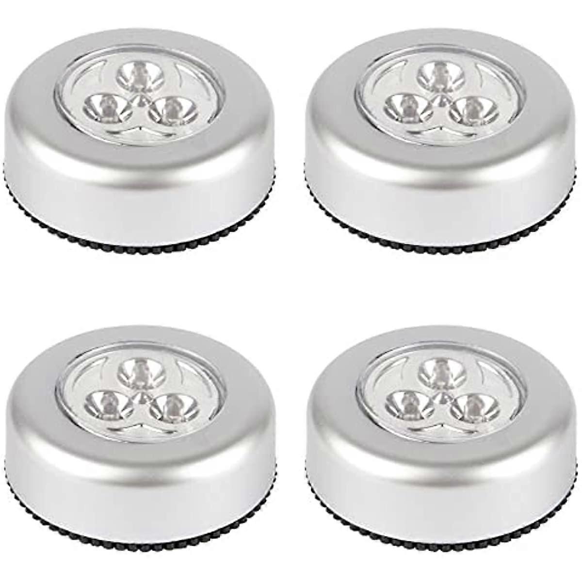 4 Pieces Touch Light Led Battery Lights Battery Push Lights Indoor Stick-on Push Light for Closets Cabinets Counters or Utility Rooms Cordless Touch L