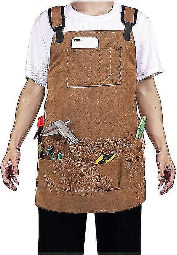9つのツールポケットを備えた木工エプロン耐久性のあるキャンバスパッド入りショルダーストラップ調節可能なウエスト