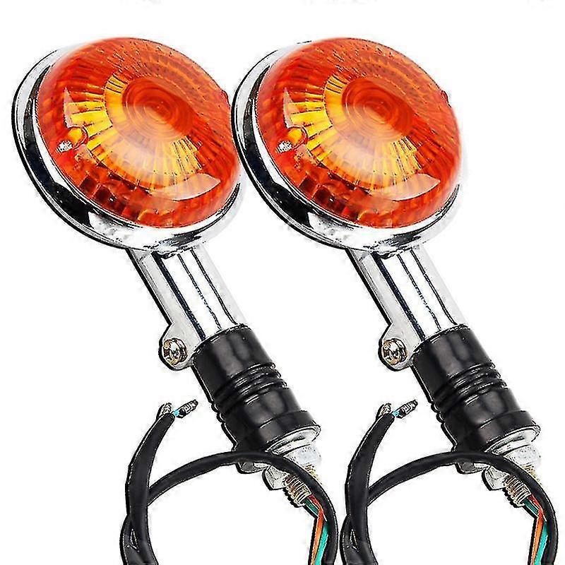 2pcs Motorcycle Turn Signal Light Amber Round Indicator Lens compatible with Yamaha Xv400 Xv650 Xv11