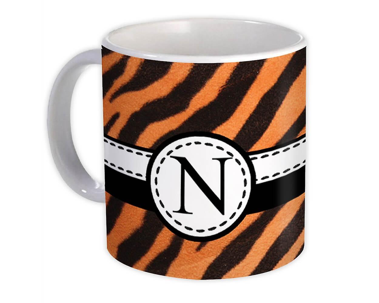 Gift Mug: Monogram Letter N Tiger