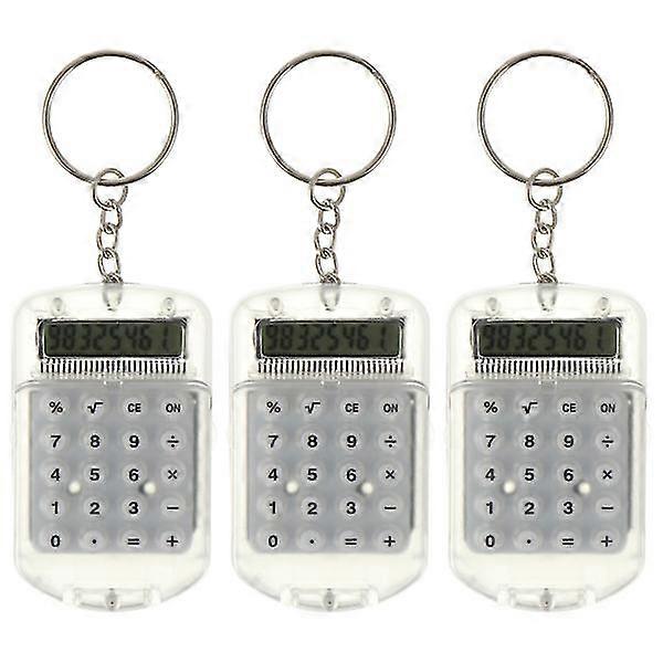 3pcs Mini Electronic Calculator Keychain Tiny Small Pocket Calculator Key Ring