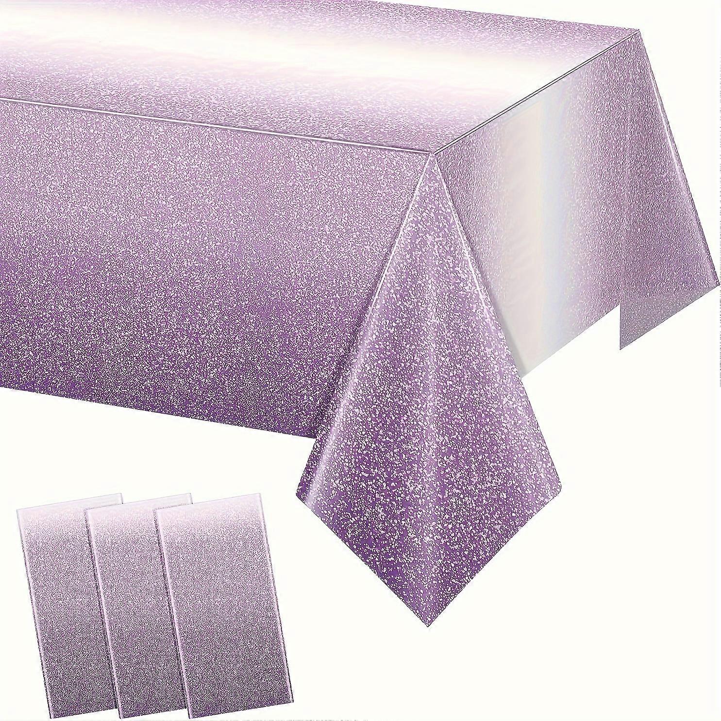 1pc/2pcs/3pcs Plastic Tablecloth For Gathering, Gradient Pastel Purple Disposable Tablecloth (Rectangle Table), Purple Sprinkle Tablecloth For Wedding