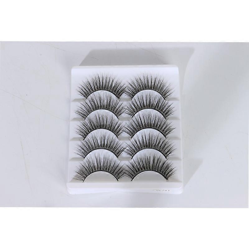 False Eyelashes Natural Short 5Pairs 3D False Eyelashes Reusable Fake Lashes Handmade Cat Eye Fluffy False Eyelashes Fake Mink Eyelashes by Glowing Wi