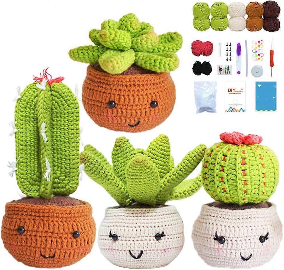 Crochet Kit for Beginners, Beginners Complete Knitting Kit, Cactus Crochet Set, With Step-by-Step Instructions and Video Tutorials, Crochet Starter Ki