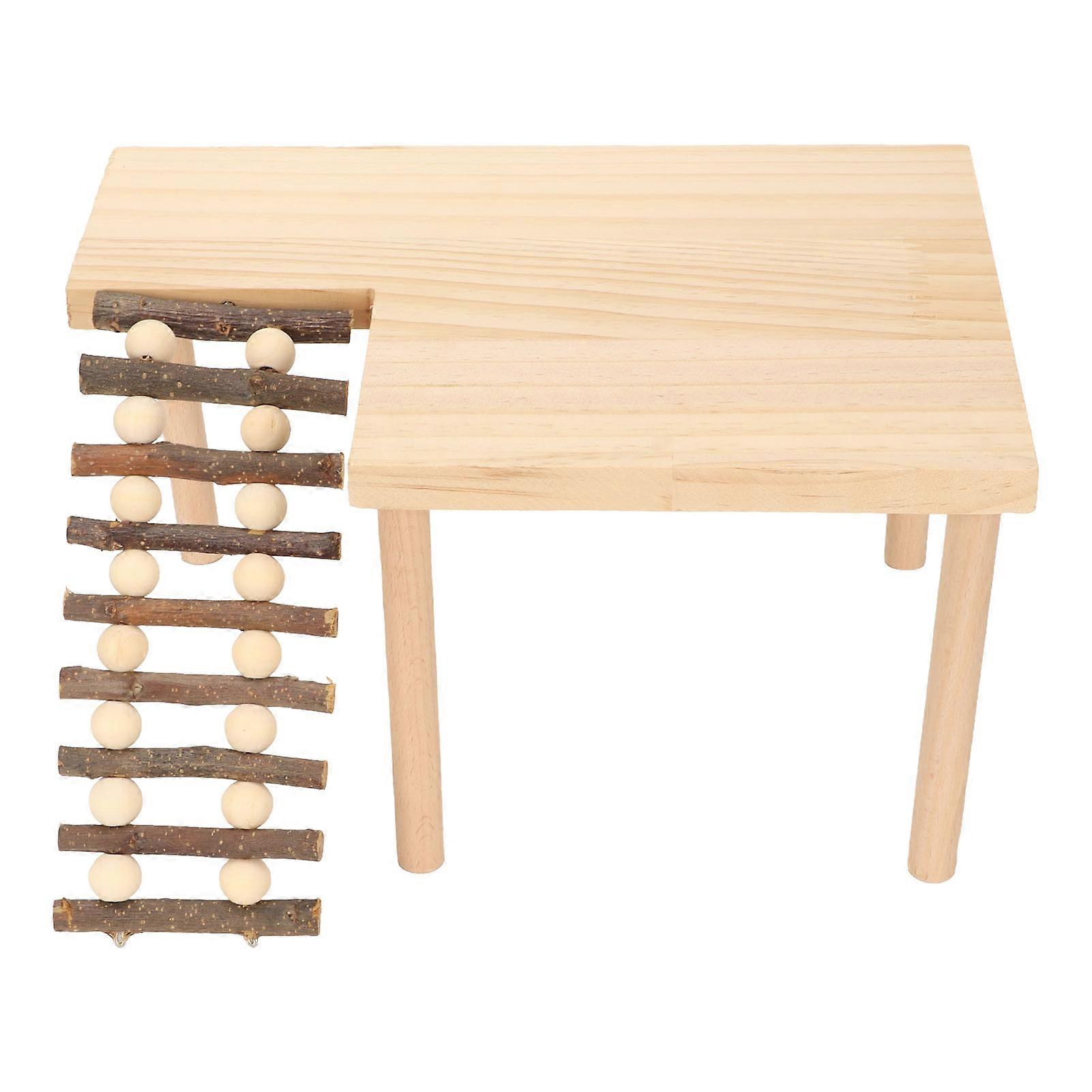 Hamster Climbing Platcompatiblem 2 Layer Landscaping Natural Wooden Hamster Playing Activity Platcompatiblem with Ladder