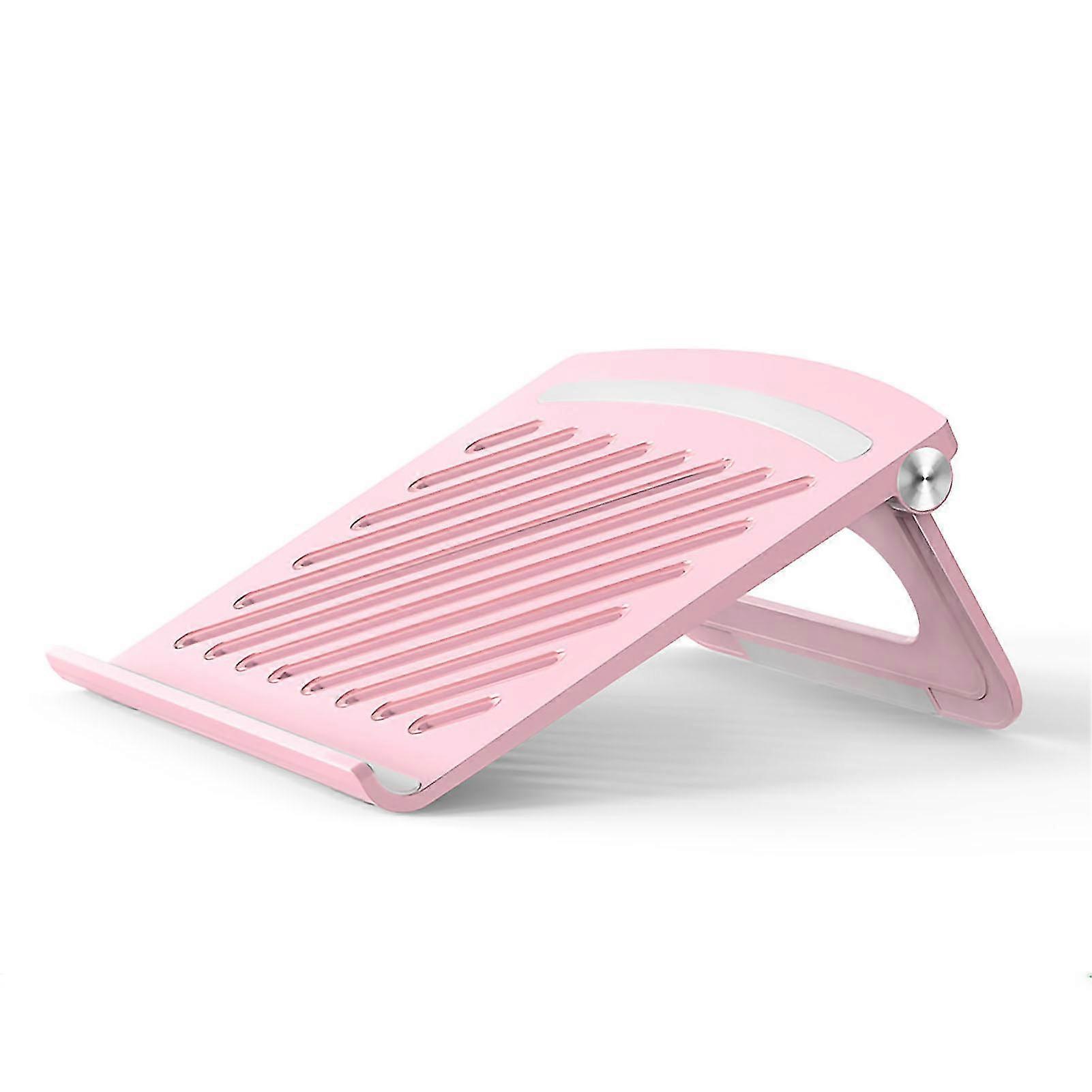 Ergonomic Folding Stand for Laptop Tablet - Non Slip Portable Notebook Desk Holder with Hollow Cooling Base (Pink)
