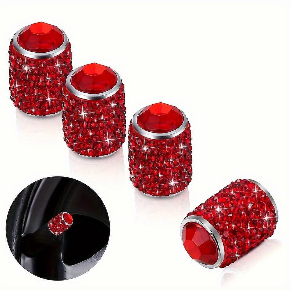 4 Packs Bling Tire Stem Valve Caps, Handmade Crystal Tire Caps Shinny Rhinestone Universal Car Tire Valve Caps For Car SUV Motorcycle Bicycle Truck