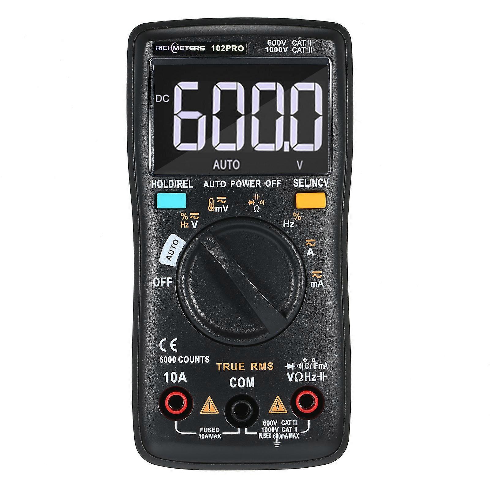 Auto Multimeter 6000 counts Back light AC/DC Ammeter Voltmeter Diode Resistance CapacitanceTemperature