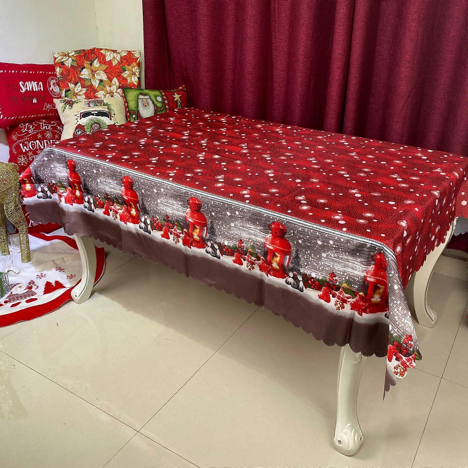 Christmas Tablecloth, 180 x 150cm Rectangular Long Christmas Tablecloth Red Table Runner Christmas Tablecloth Dining Tablecloth, Large Easy Clean Chri