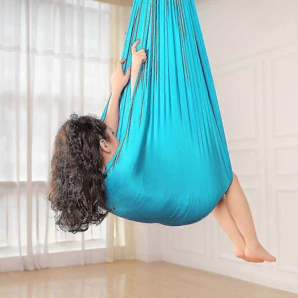 150 X 280cm Hellblau Children's Swinging Hammock, Indoor Swing Elastic Cuddle Hammock Sensory Swing Ideal For Adhd, Asperger's And Sensory Integr