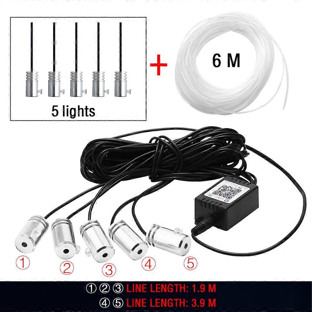 4/5/6 In 1 RGB LED Atmosphere Car Interior Foot Ambient Decorative Lights Kit Neon Fiber Optic Light Strip App Control DIY Music
