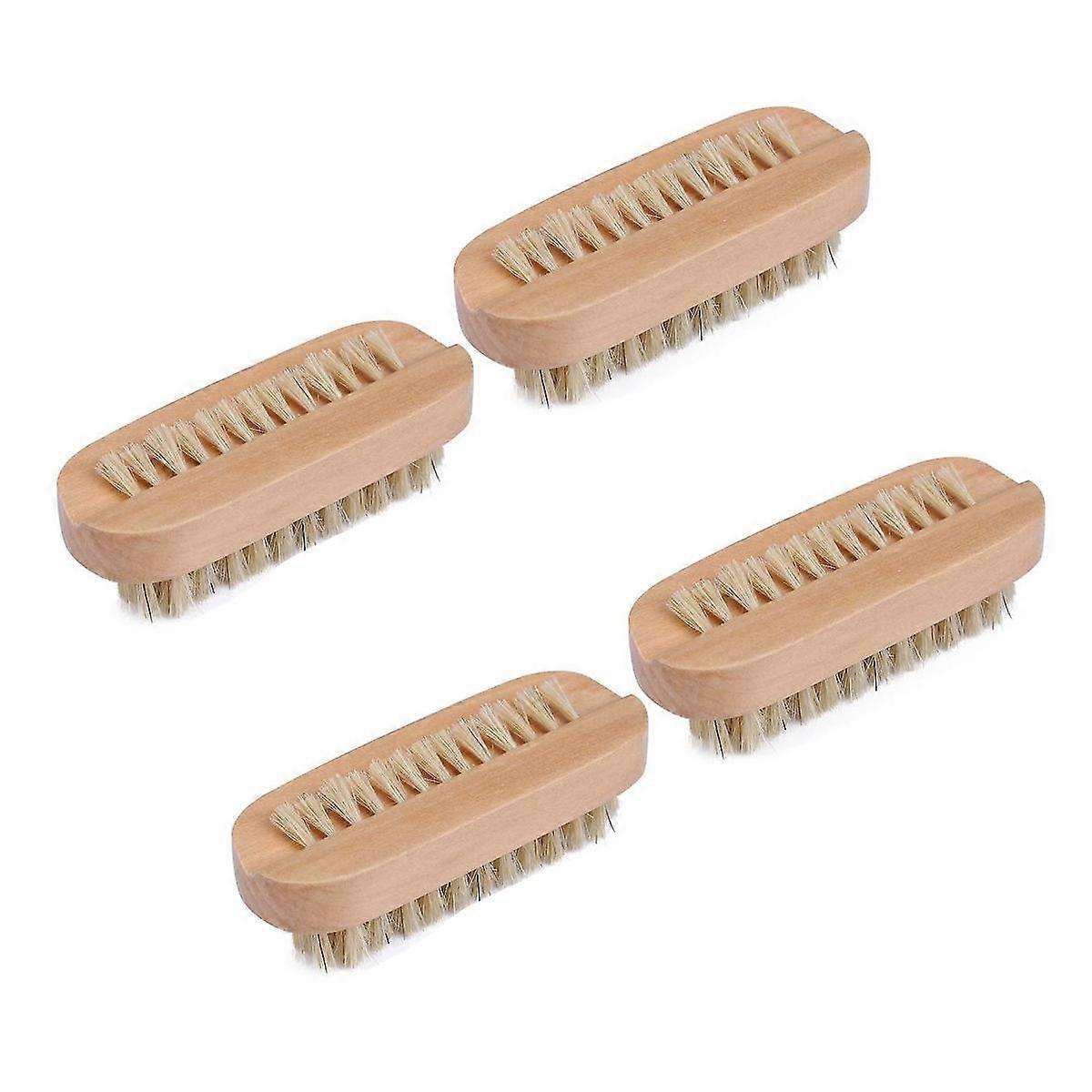 4pk Wooden Nail Brush Set
