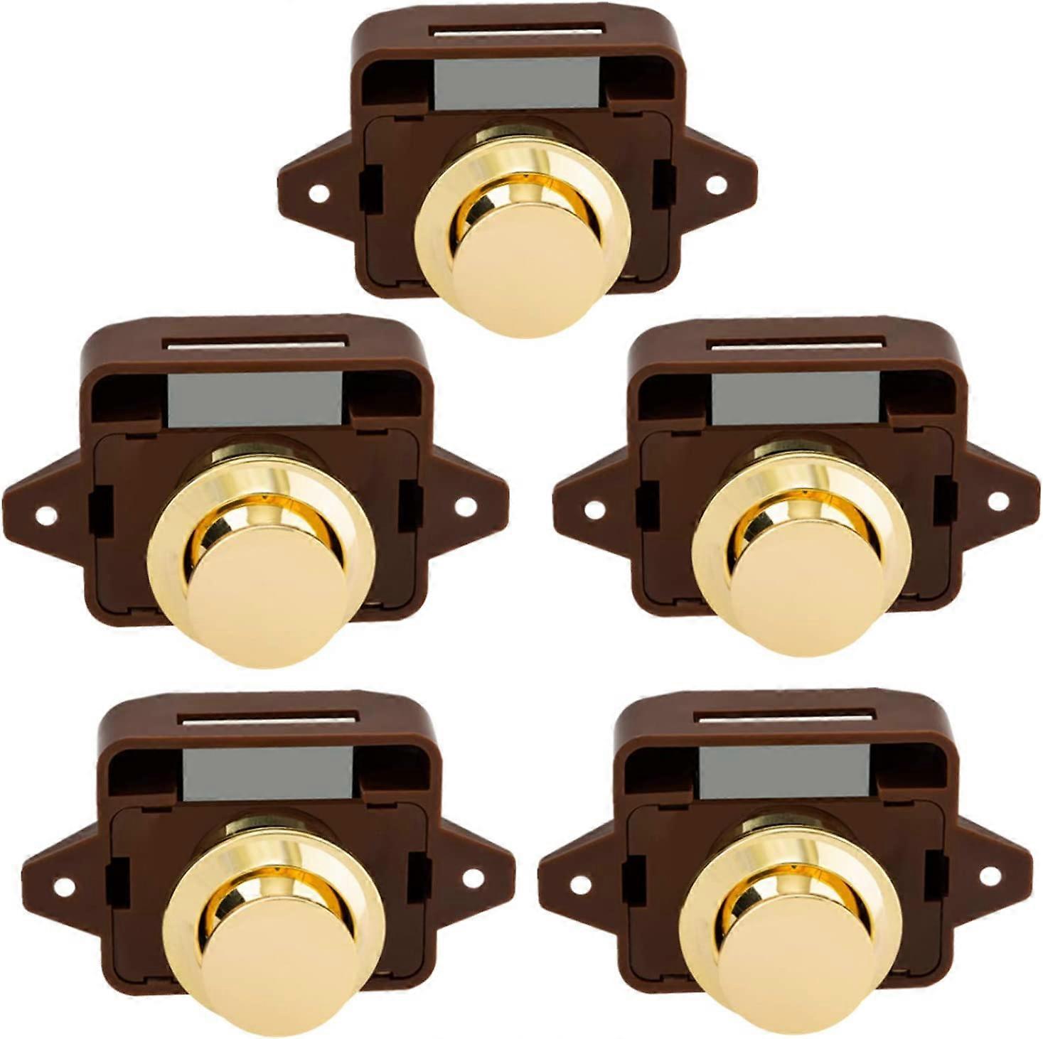 5 PCS Keyless Push Button Catch Door Knob Lock for RV Caravan Cabinet Boat Motor Home Cupboard
