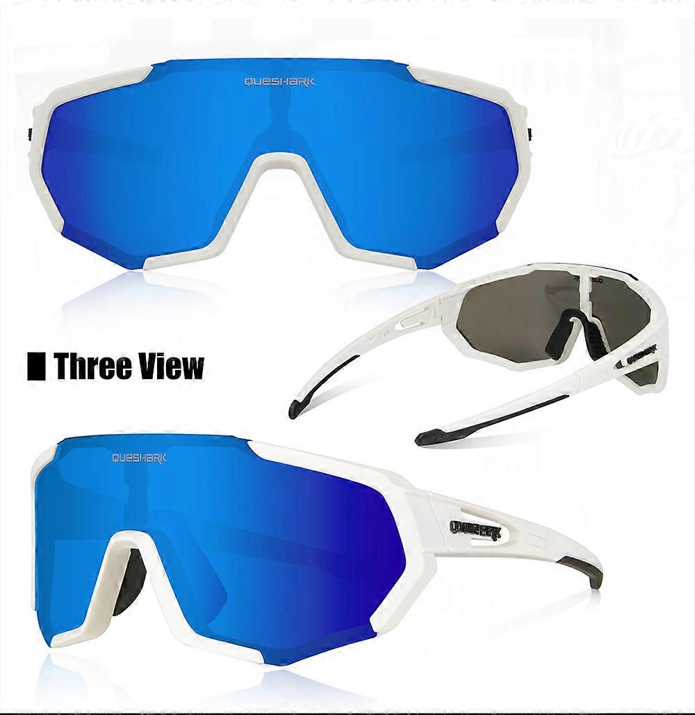 Lot De 2 Lunettes De Sport Queshark QE48-S – Bleues, Miroir, Polarisées – Neuves Sous Blister