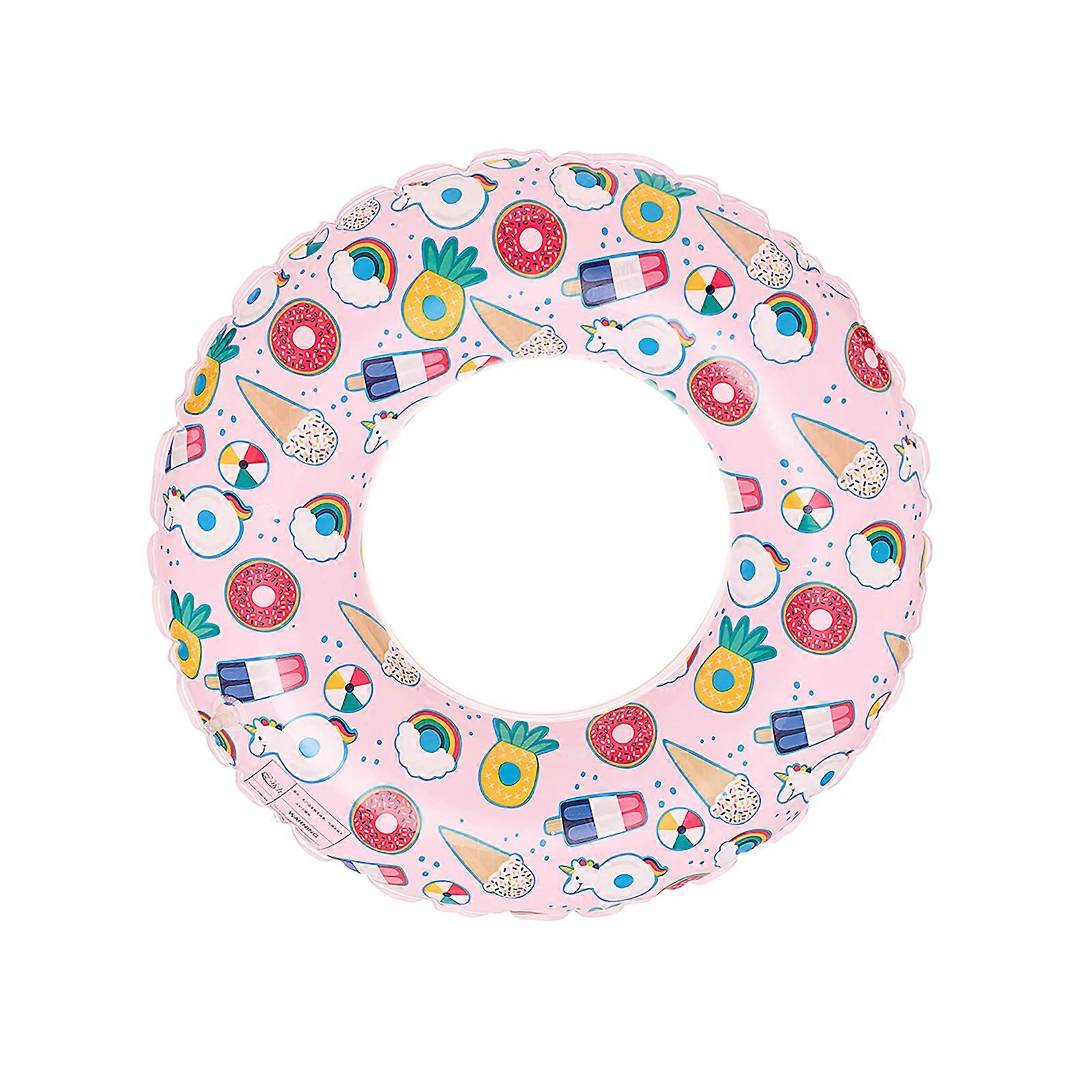 Inflatable Swim Ring Tube for Kids and Adults, PVC Float Tube for Pool, Beach, and Party Games, Durable and Safe, Red Ice Cream Design