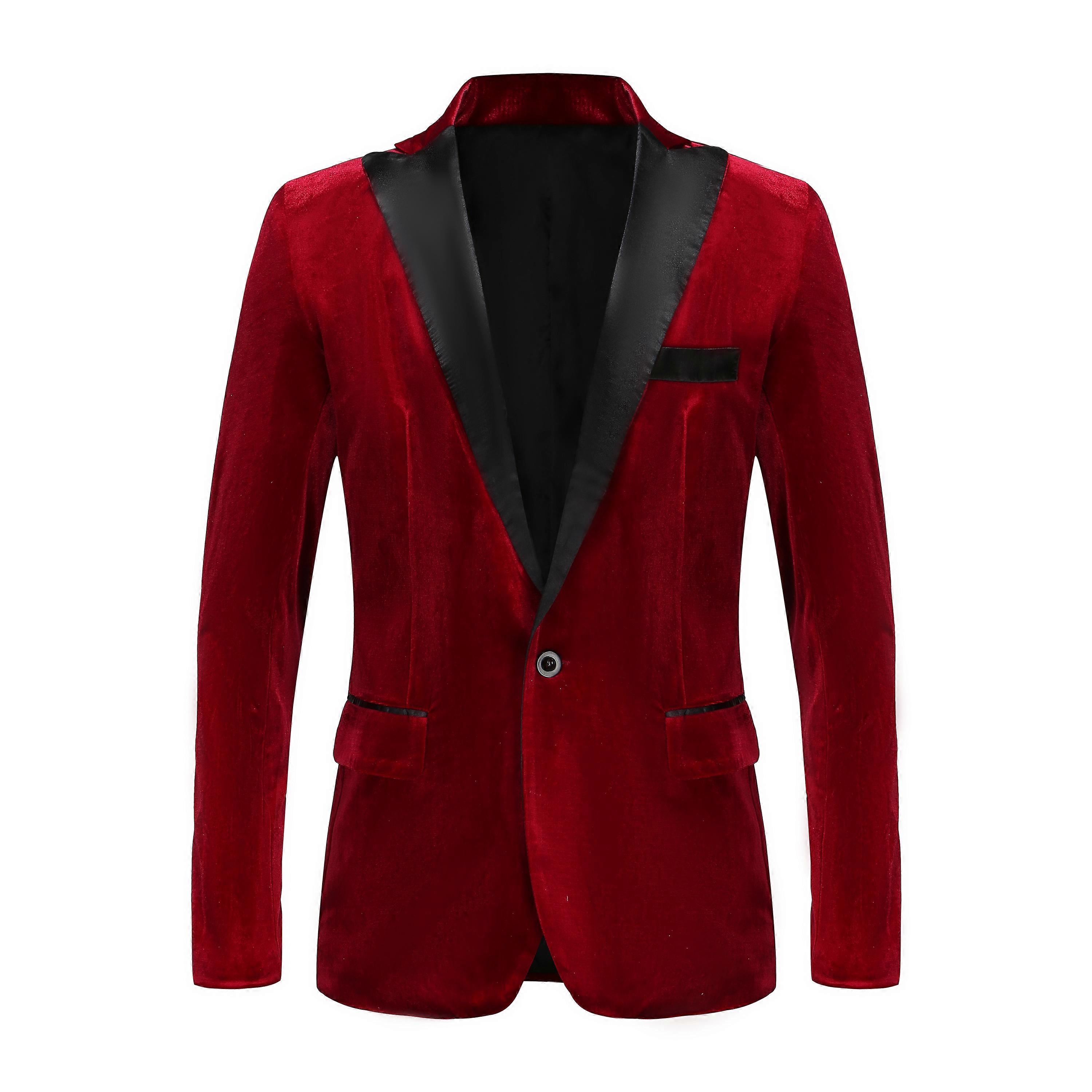 Men's Velvet Wine Red Suit Jacket