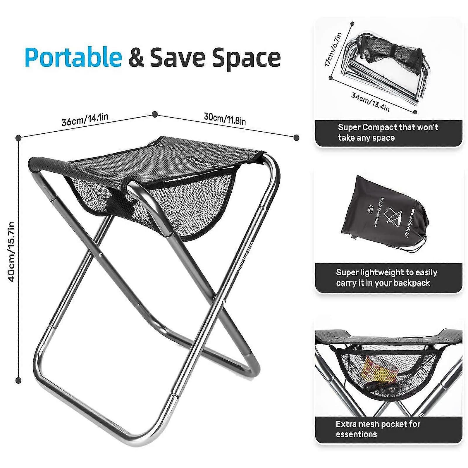 キャンピングスツール、超軽量折りたたみスツール、キャリングバッグ付き、15.7インチ超軽量ポータブル