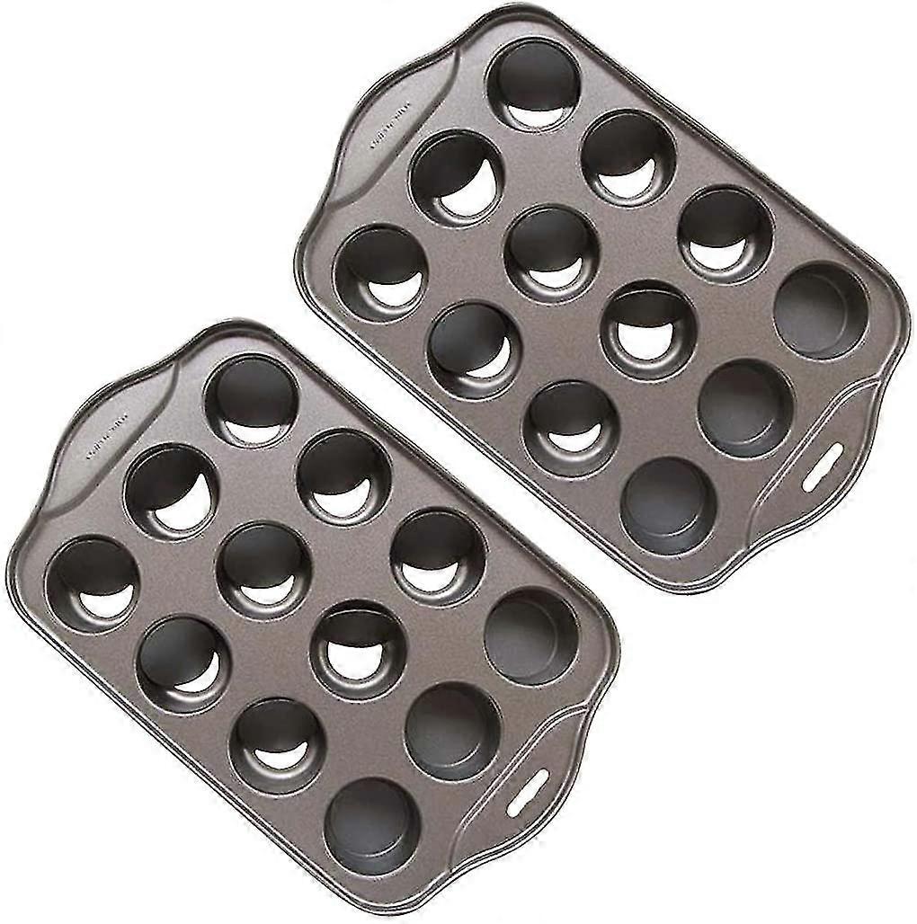 2 Pack 12 Cavity Mini Cheesecake Pan With Removable Bottom