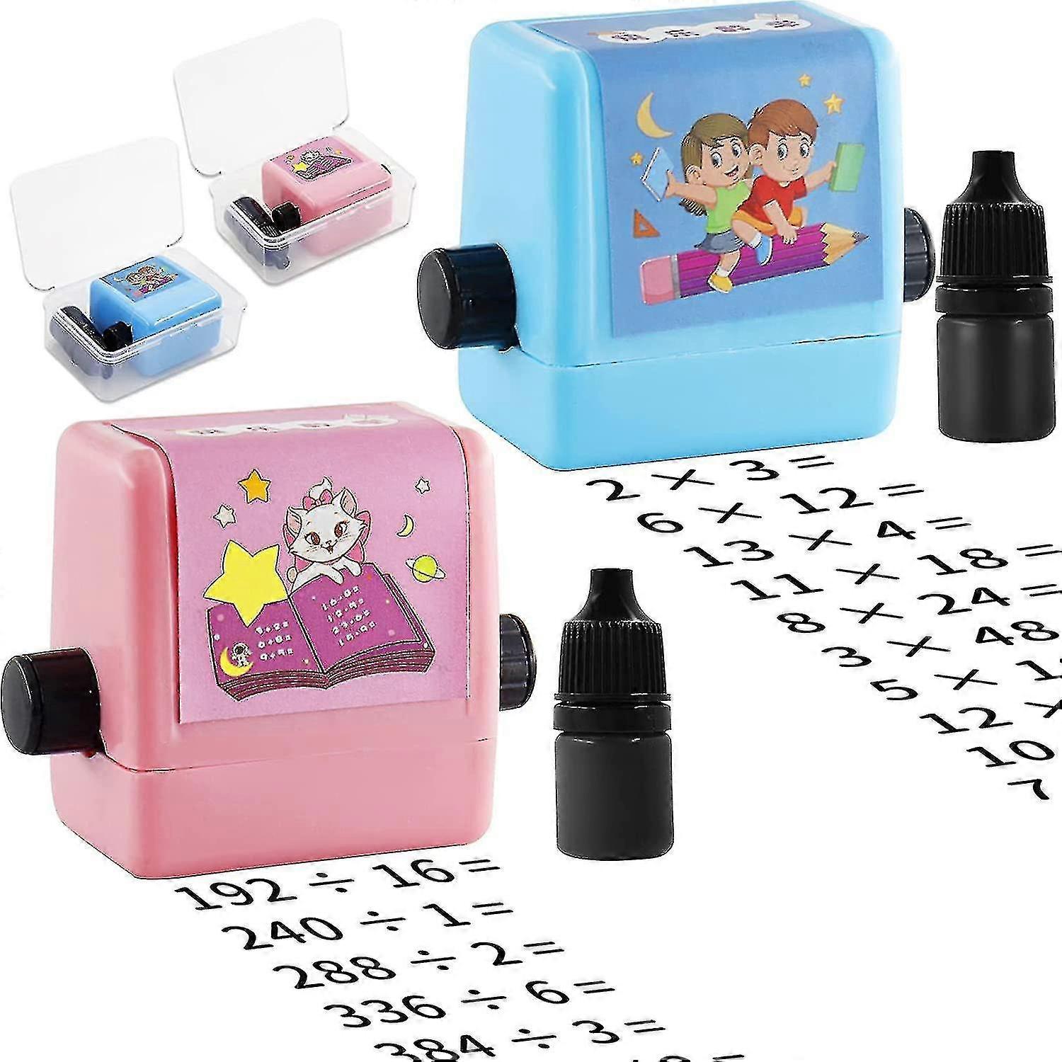 2pcs Roller Digital Teaching Stamp For Kids,reusable Math Educational Toy For Multiplication Division Exercises