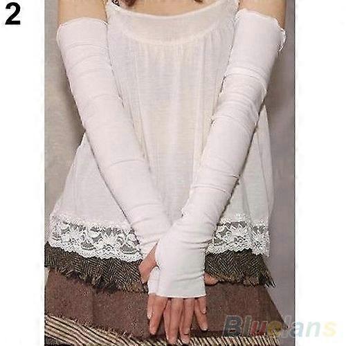 Women's Fashion Cotton UV Protection Arm Warmer Long Fingerless Gloves Sleeves