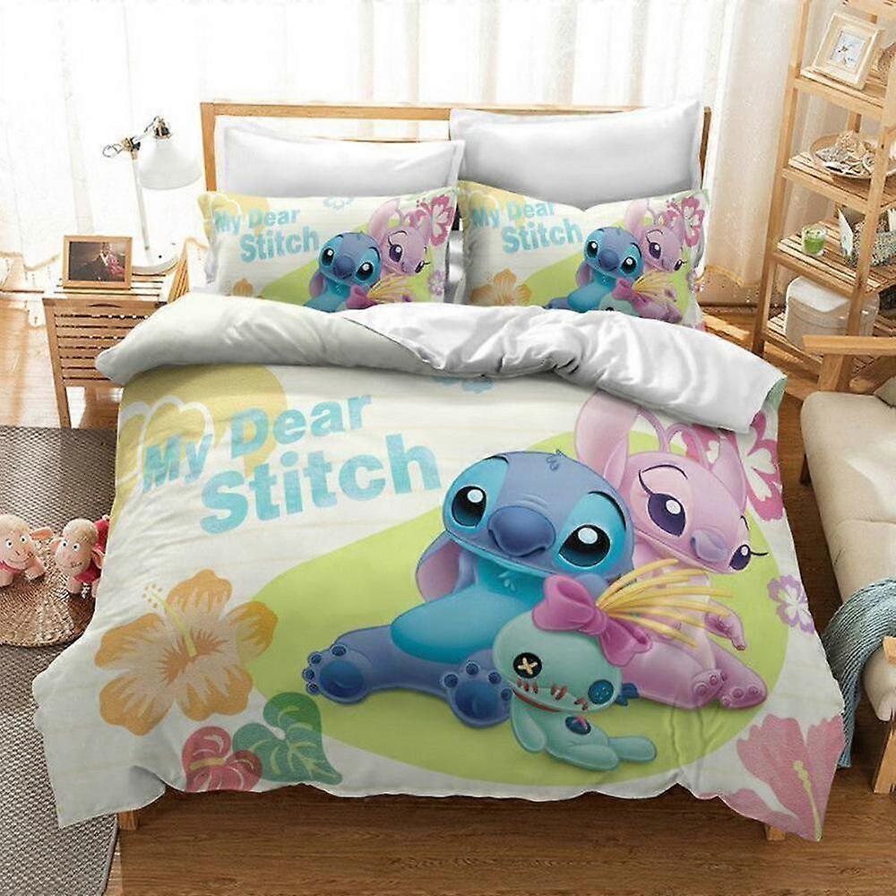 a987 Bed Sheets Lilo & Stitch  Quilt Duvet Cover Set  Pillowcase Children Doona Cover3-Piece Bedding Set (1 Duvet Cover + 2 Pillow Shams) Tm987