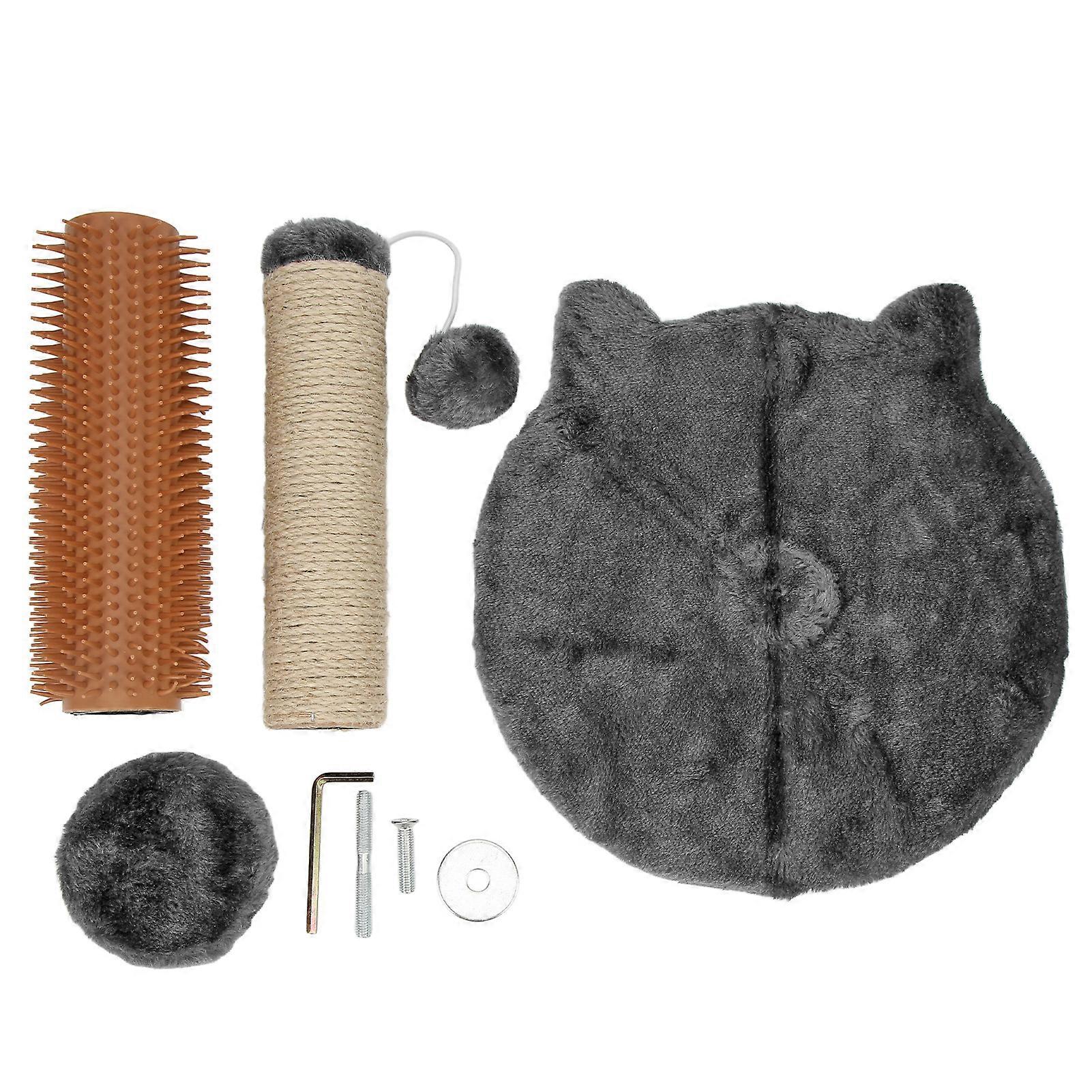 Cat Scratching Post Foldable Sisal Multipurpose Tall Cat Scratcher with Plush Base for Indoor Cats and KittensDark Grey