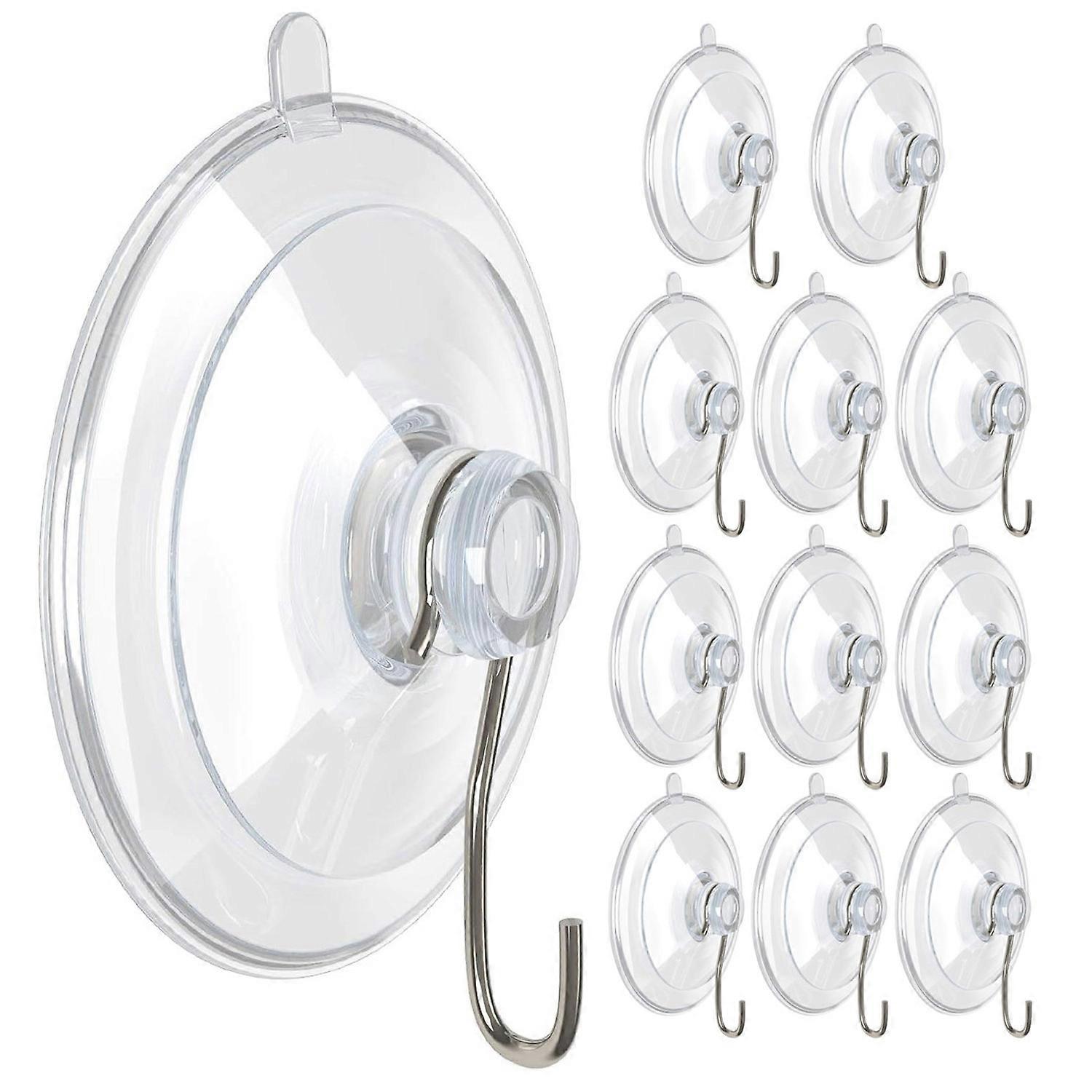 12Pcs Removable Suction Cup Hooks Transparent Multi-surface Suction Cup Hook Kitchen Bathroom Shower