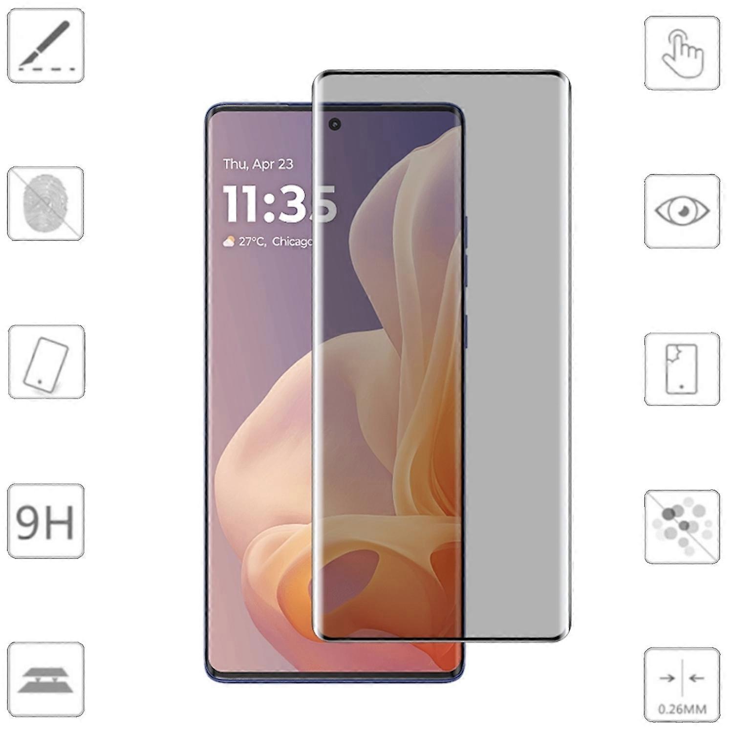 For Motorola Moto G85 5G 2x 4D Privacy Full Curved Tempered Glass Protector