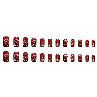 Nytår Vin Rød manicure Genanvendelig fuld dækning negleklistermærke Mode Design