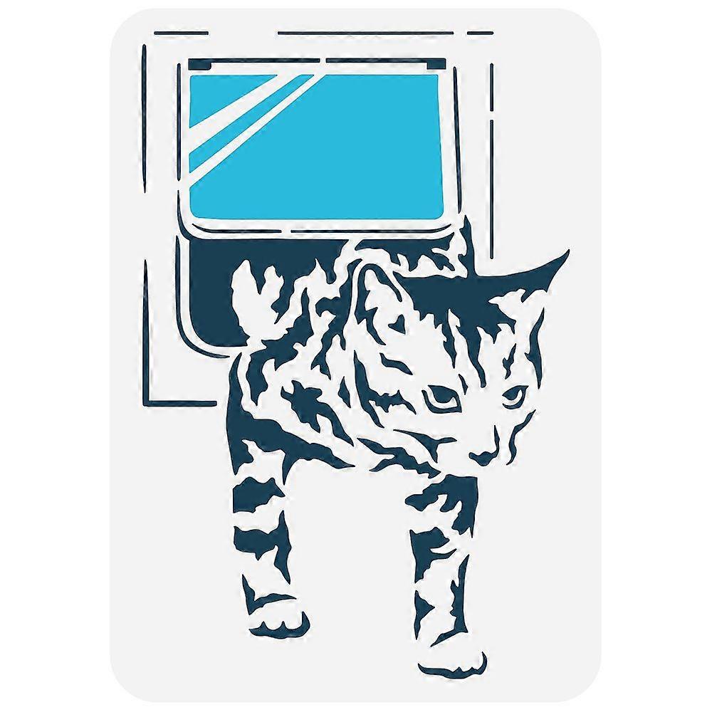 1pc Plastic Drawing Painting Stencils Templates for Painting on Scrapbook Fabric Tiles Floor Furniture Wood Rectangle Cat Pattern 29.7x21cm