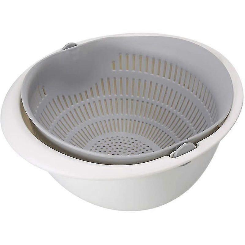 2 In 1 Multi-function Kitchen Colander, Double-layer Rotating Drain Basin And Basket, For Cleaning, Washing, Fruits And Vegetables