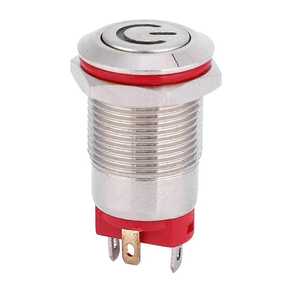 4 Pin Water proof 12mm Metal Button Switch Power Shaped LED Self Lock Switch(White 3~9V)