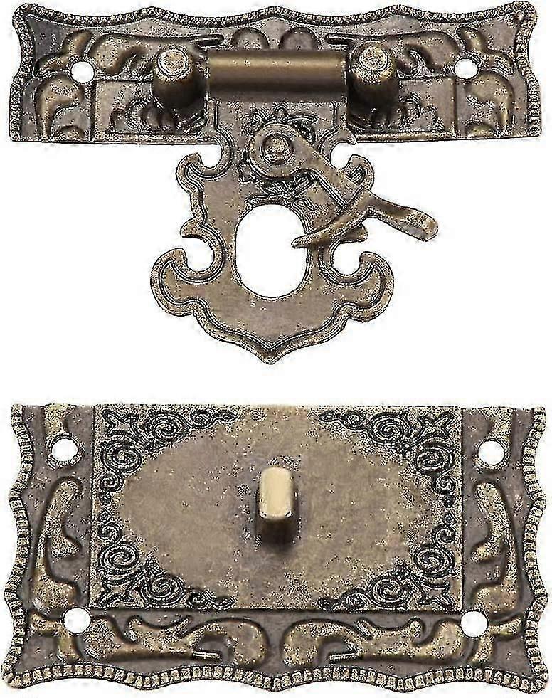 2 Sets Wooden Box Box Rectangle Lock Hasp Snap Lock 68 X 58mm Gift