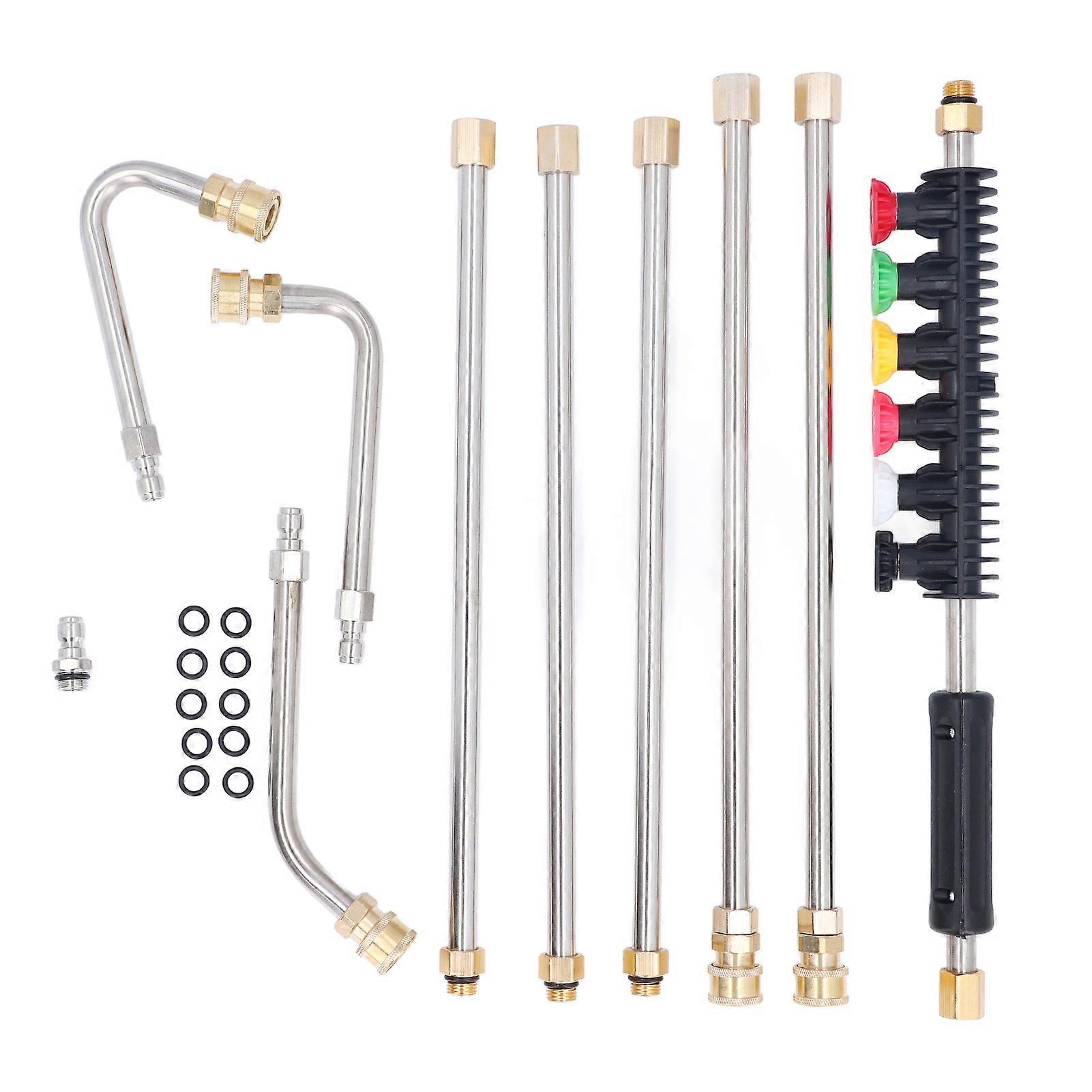 Pressure Washer Extension Wand Stainless Steel Washer Extension Rod with 6 Nozzles JG0BO