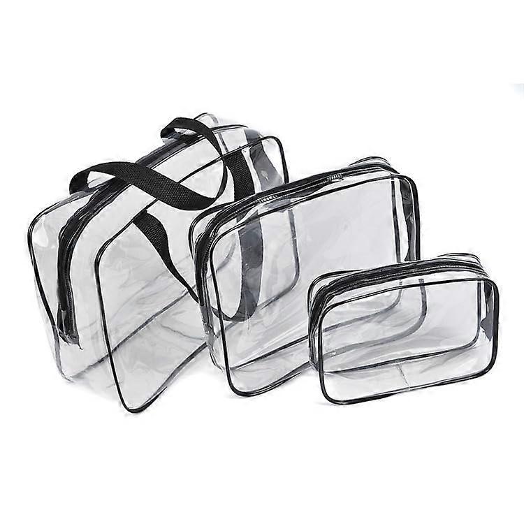 3 Pieces Clear Cosmetic Bag Set for Travel