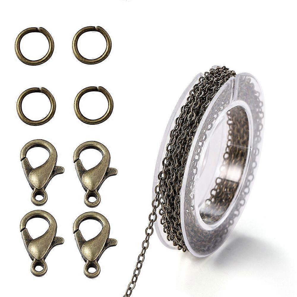 Conjunto de correntes de ferro de 3m com conectores e anéis de salto para fazer joias Pulseiras Colares DIY Achados Material