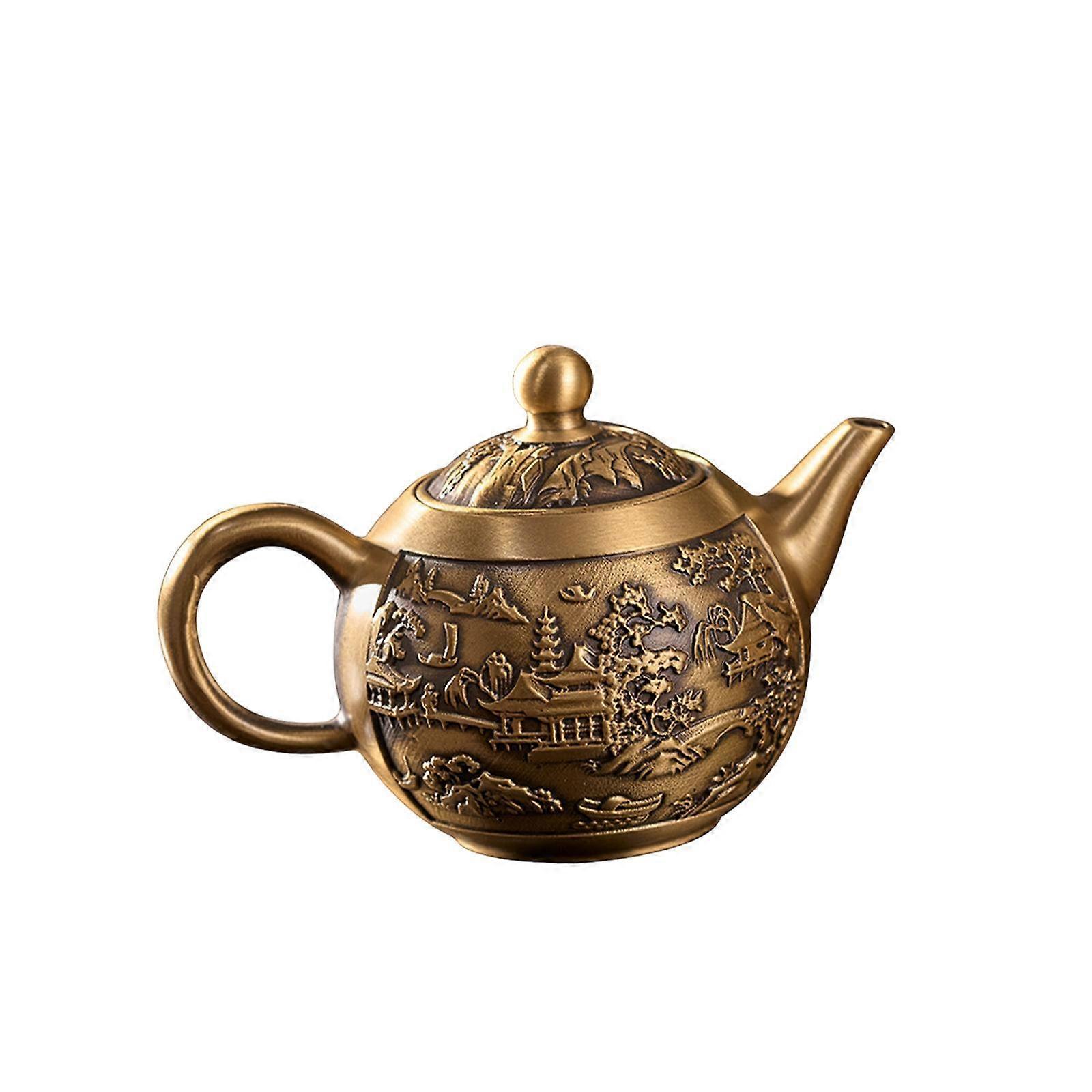 Copper Teapot with Handle Portable Kung Fu Tea Pot for Camping Home Picnic