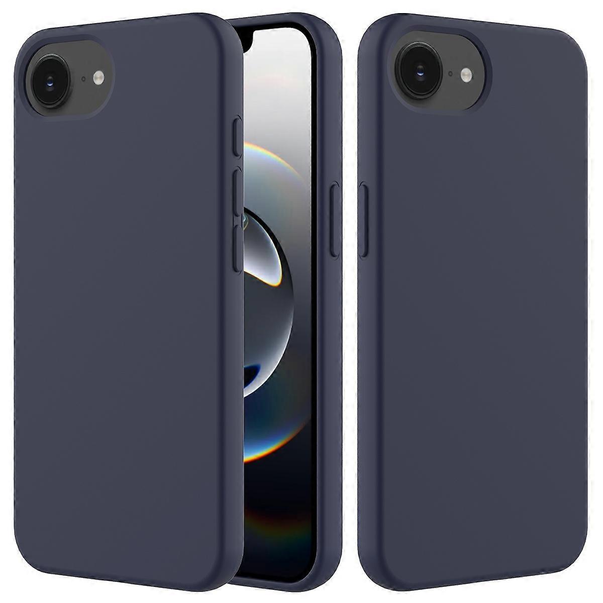 For iPhone 16e Case Drop Proof Liquid Silicone Soft Lining Back Phone Cover-Midnight Blue