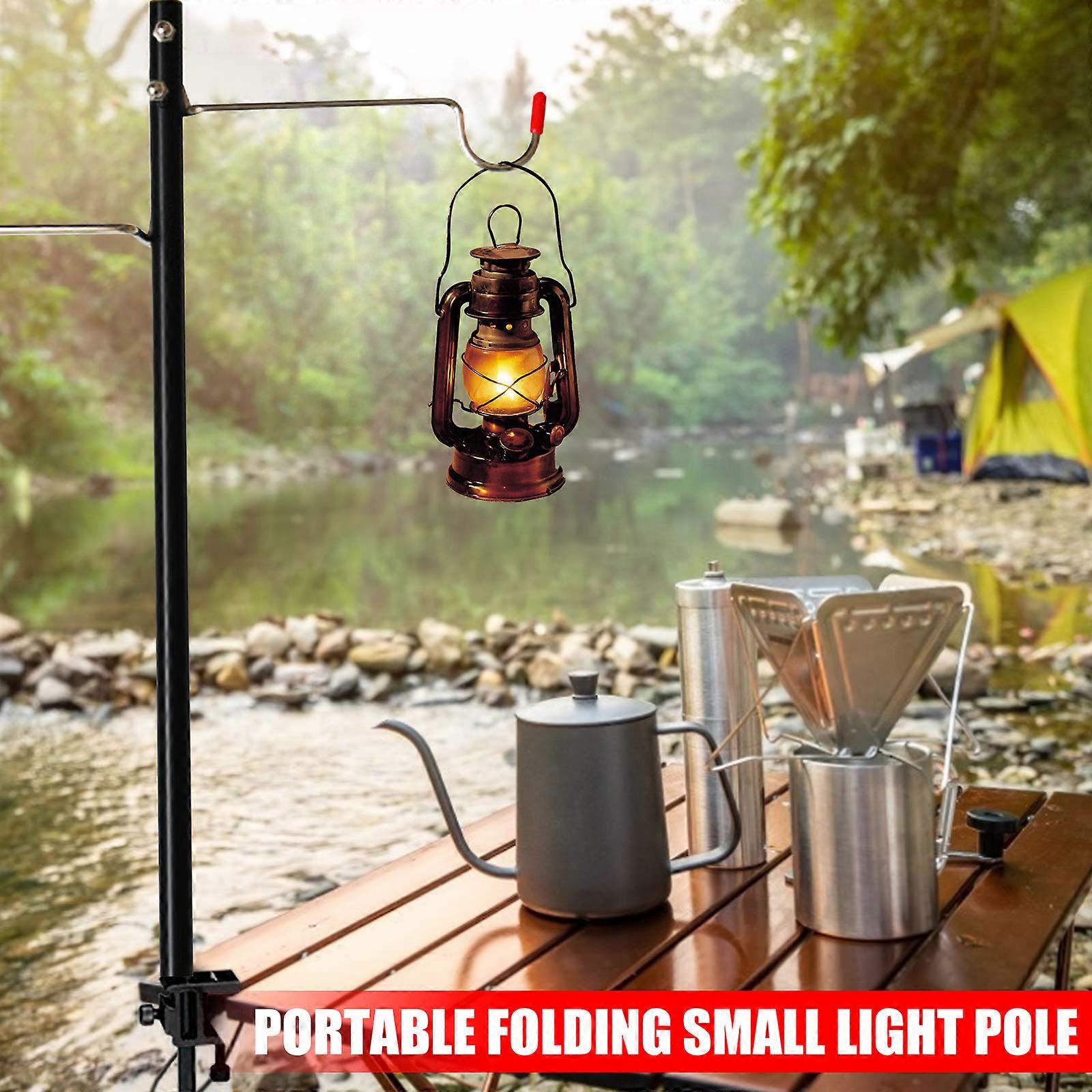 Foldable Lantern Post Pole Lamp Stand Hook Foldable Hanging Lamp Stand Holder Camping Fishing Picnic BBQ Outdoor Activities
