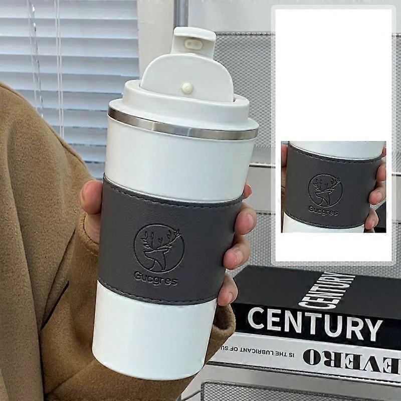 Coffee Travel Mug 17oz,Insulated Coffee Mug with Lid,Leakproof Coffee Thermos-Beige