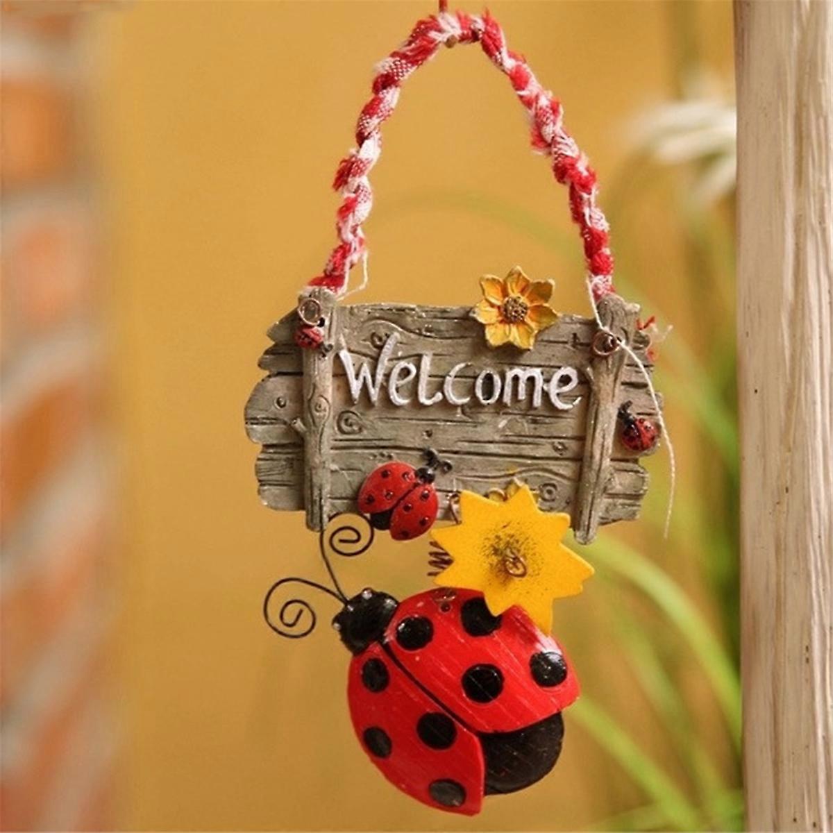 Cartoon Ladybug Flower Welcome Card Cute Number Ornament