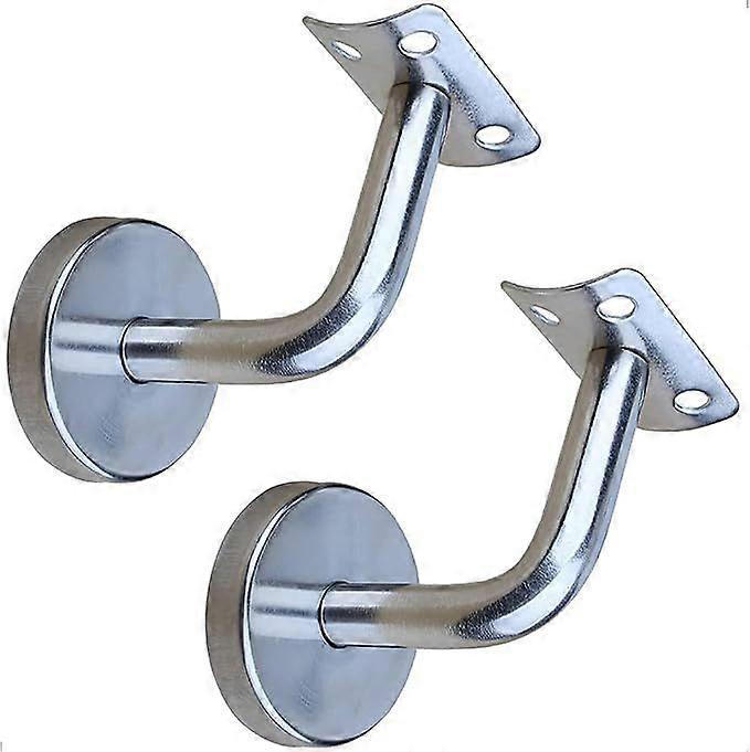 2pcs Stainless Steel Handrail Brackets Polished Silver Wall Mount Loft Corridor Support Bar,Screwless