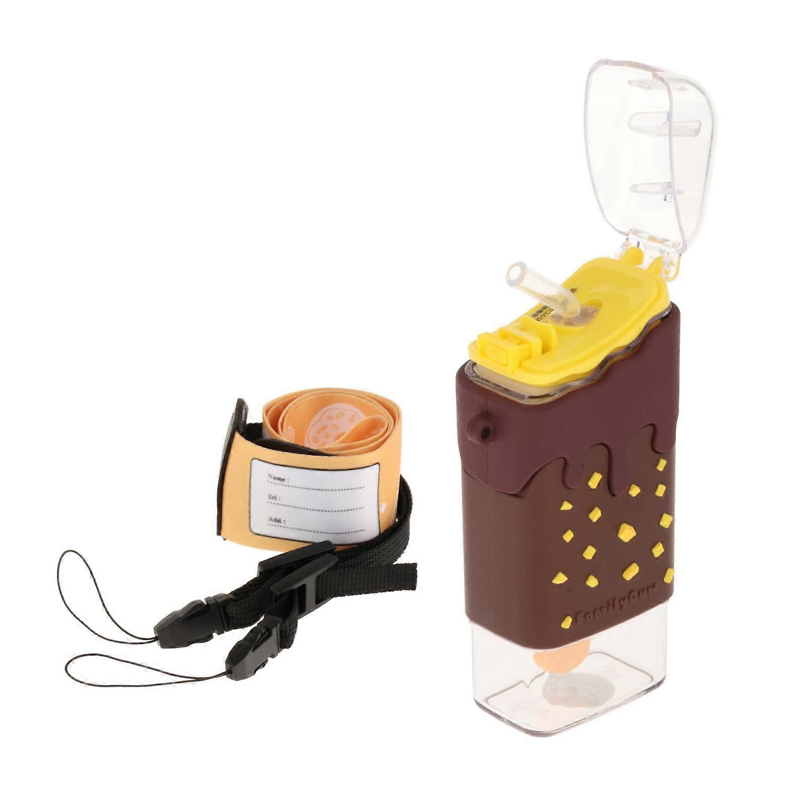Creative Water Bottle with Straw Square Water Cup with Strap Portable Bottles