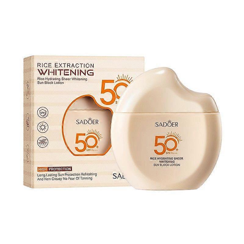Rice Sunscreen SPF 50+ PA+++, Rice Extraction Hydrating Sunscreen, Long Lasting Sun Protection Refreshing & Non Greasy No Fear of Tanning, Face & Body