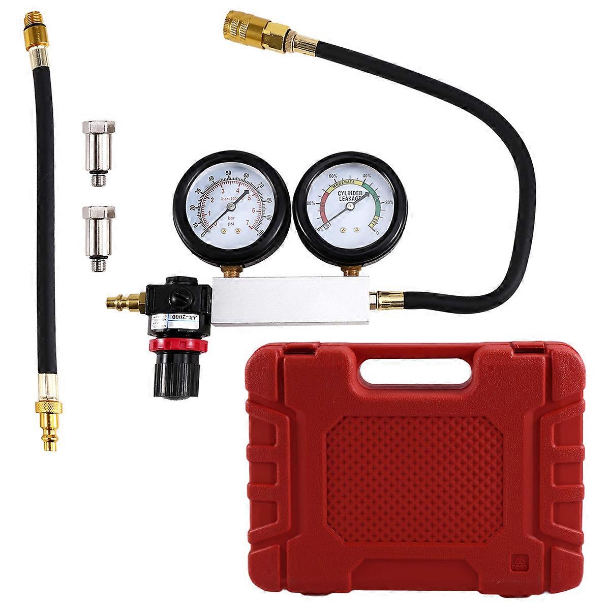 Cylinder Leak Down Tester Tool Gasoline Engine Compression Leak Down Tester Set TU-21 Cylinder Detector with Dual Gauges