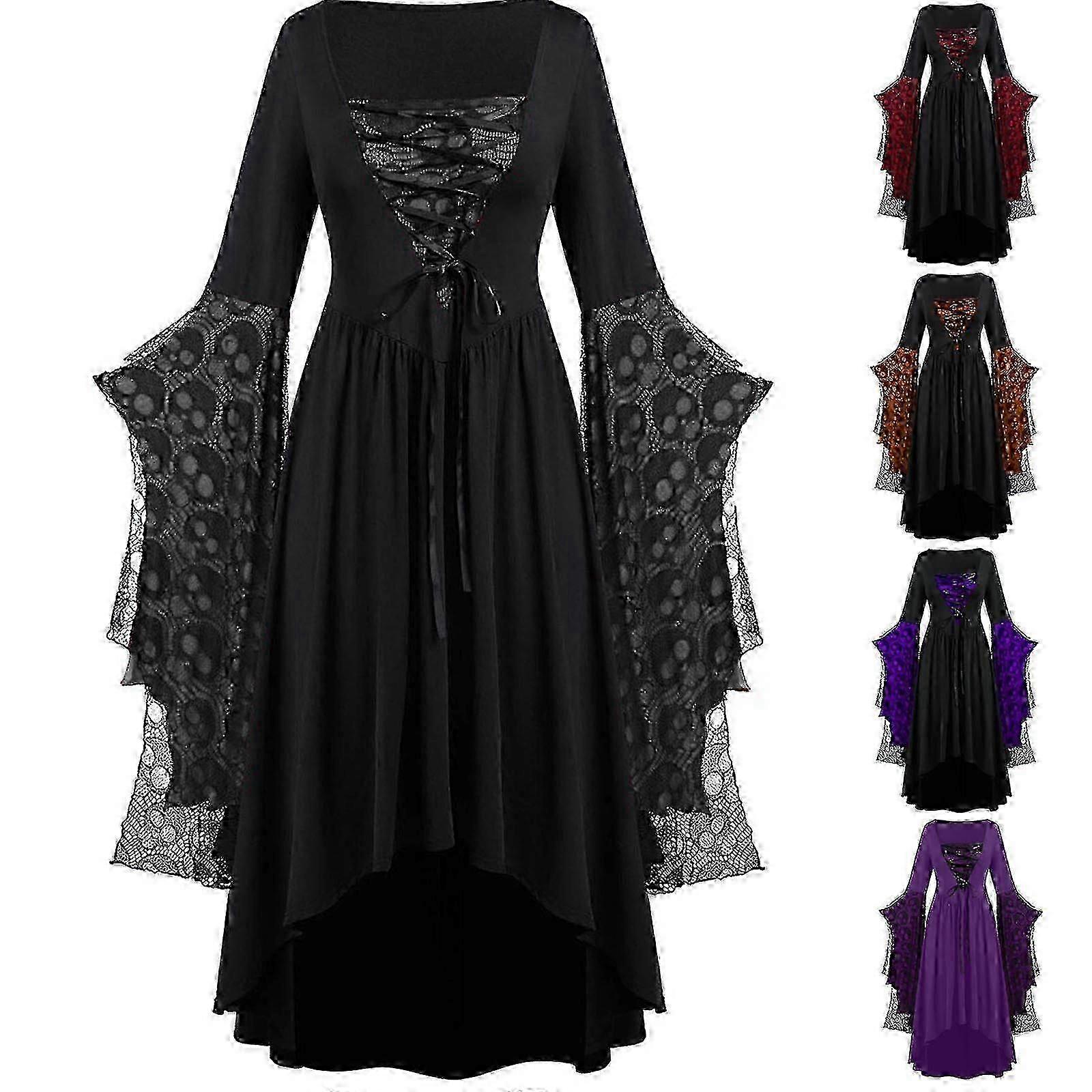 New Women's Punk Gothic Witch Carnival Cosplay Costume Witch Vampire Party Dress Halloween