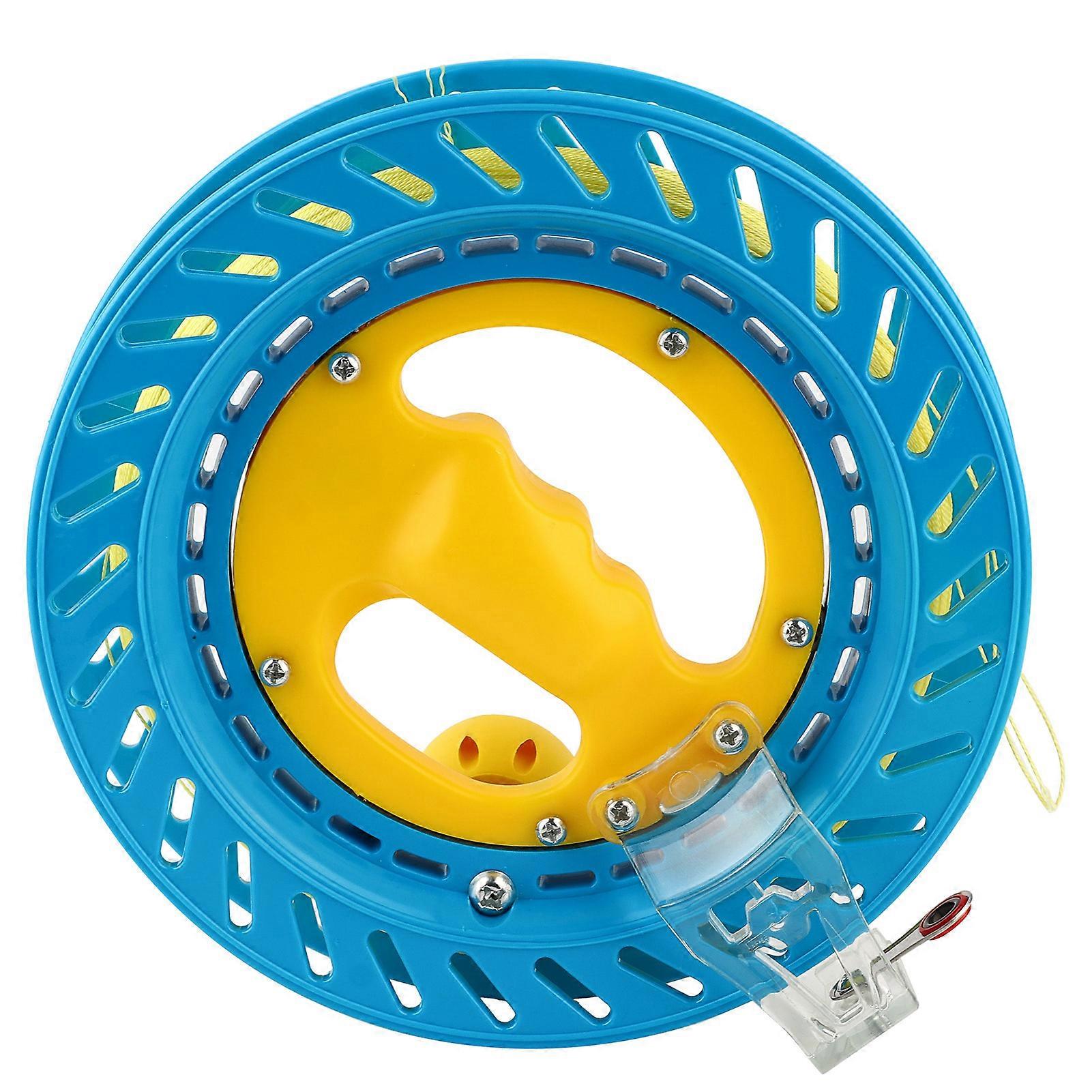 ABS Outdoor Kite Line String Winder Grip Wheel Flying Tools 20cm Wheel with 200M Line(Roue Bleu Jaune 20cm Fil 200m )