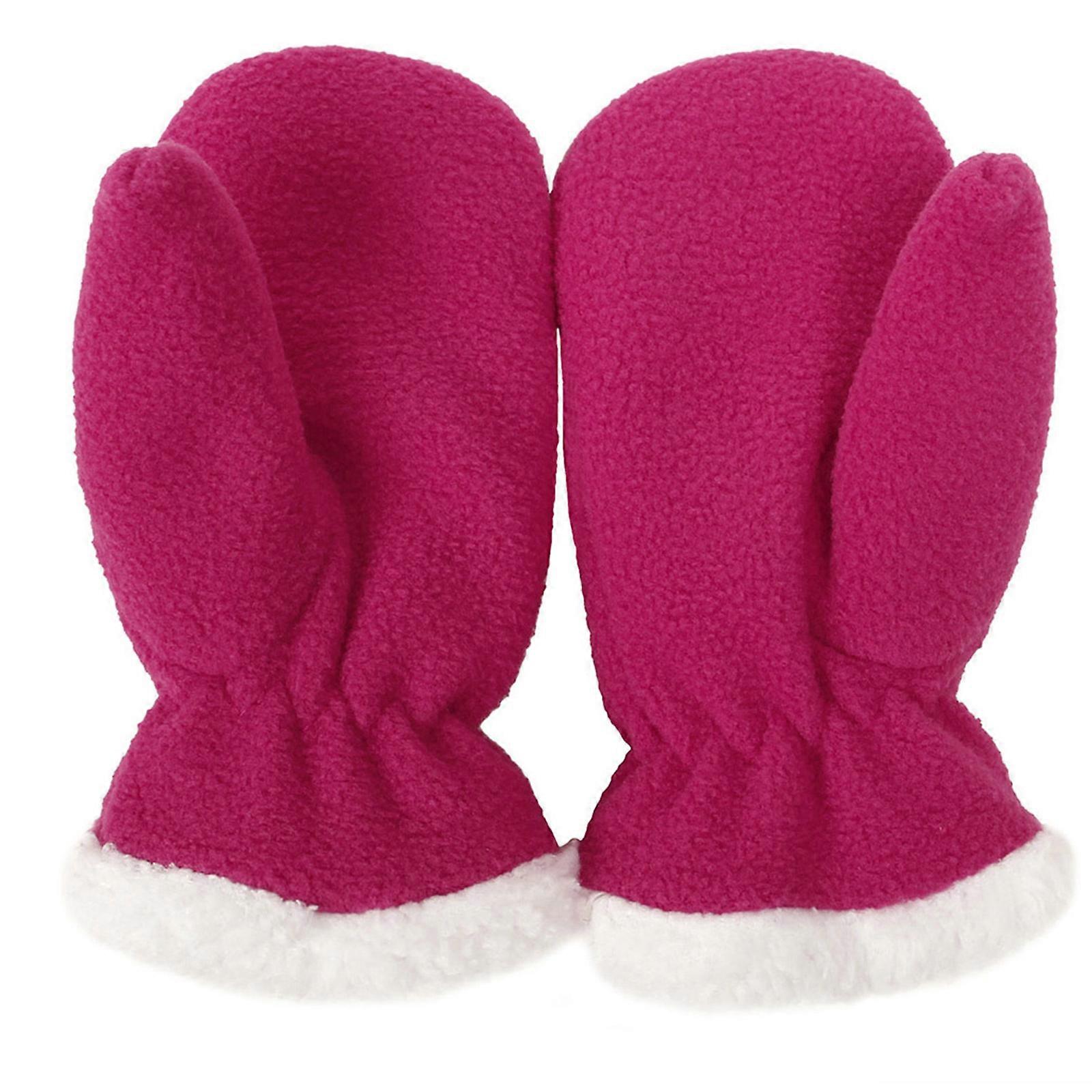 כפפות בצבע אחיד לפעוטות כפפות בגודל רב כפפות צמר חורף עמידות לרוח עבות חמות רכות ללבוש ידיים לשמור על חום יין אדום S