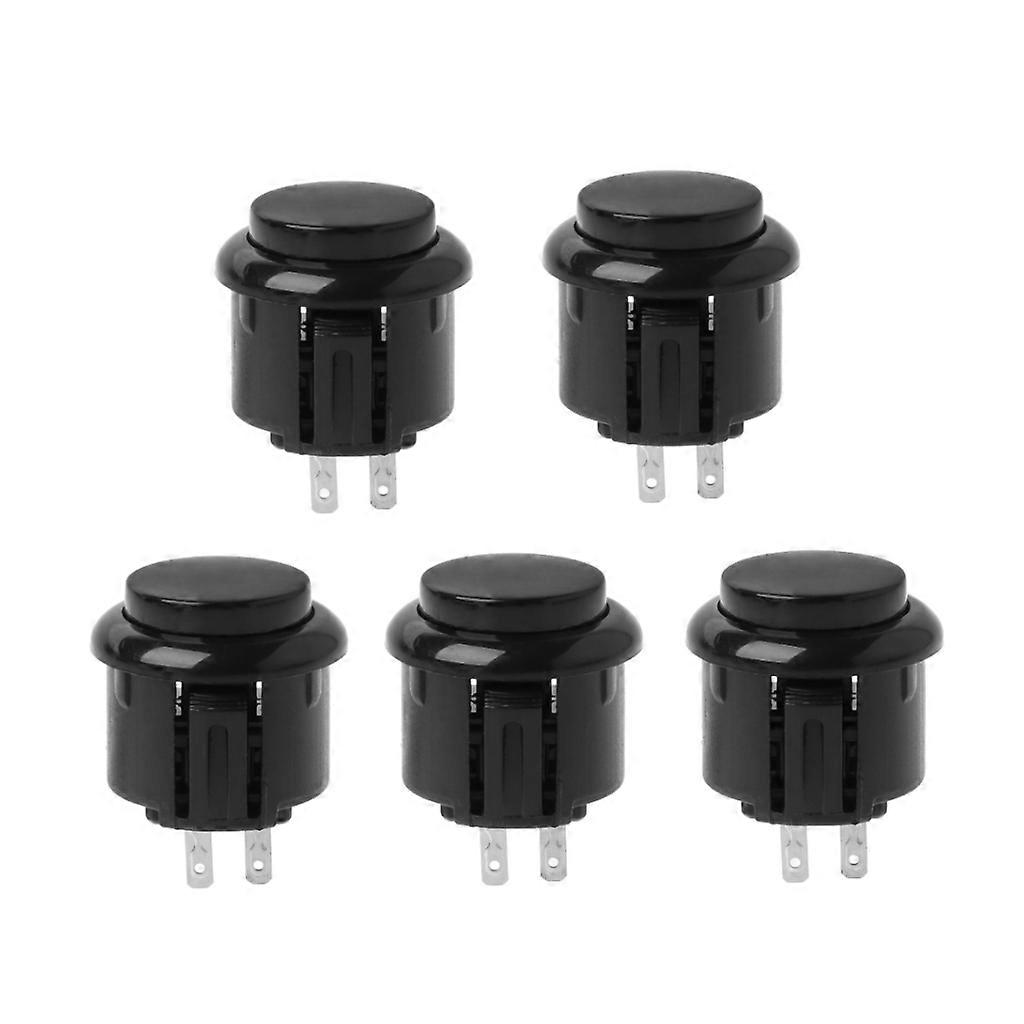 Pack of 5  24mm Arcade Game Round Push Button Built-in Small Micro Switch Suitable for Jamma Mame  Black